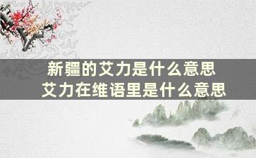 新疆的艾力是什么意思 艾力在维语里是什么意思